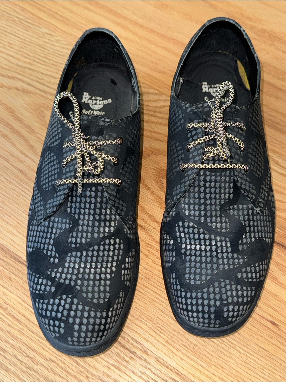 Rare Dr. Martens Cavendish Black Reflective Camo Oxford Shoes - Men’s Size 13